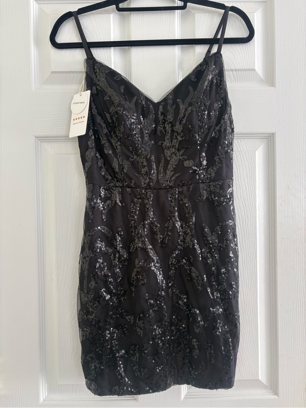 Black Sequin Spaghetti-Strap Women’s Dress A-Line size 10
